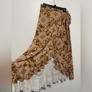 Earthbound Trading Company Wrap Around Asymmetrical Skirt